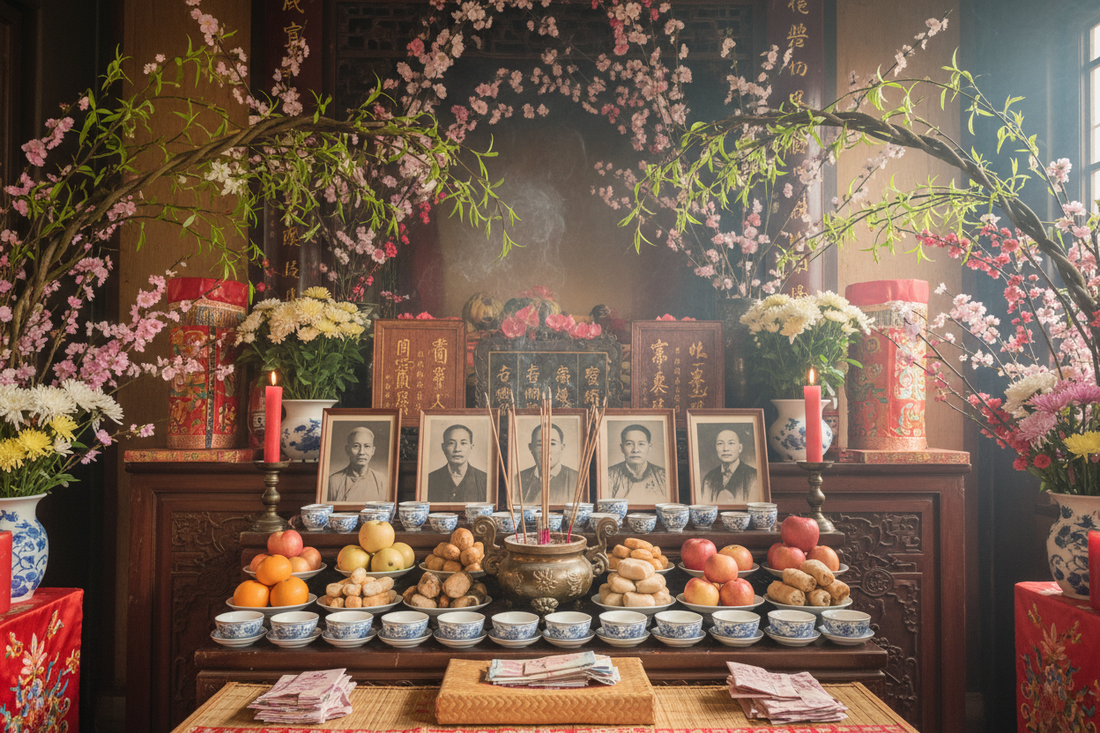 Qingming Altar: Willow Branches, Food Offerings, and Ancestor Photos - Nicole's ritual universe