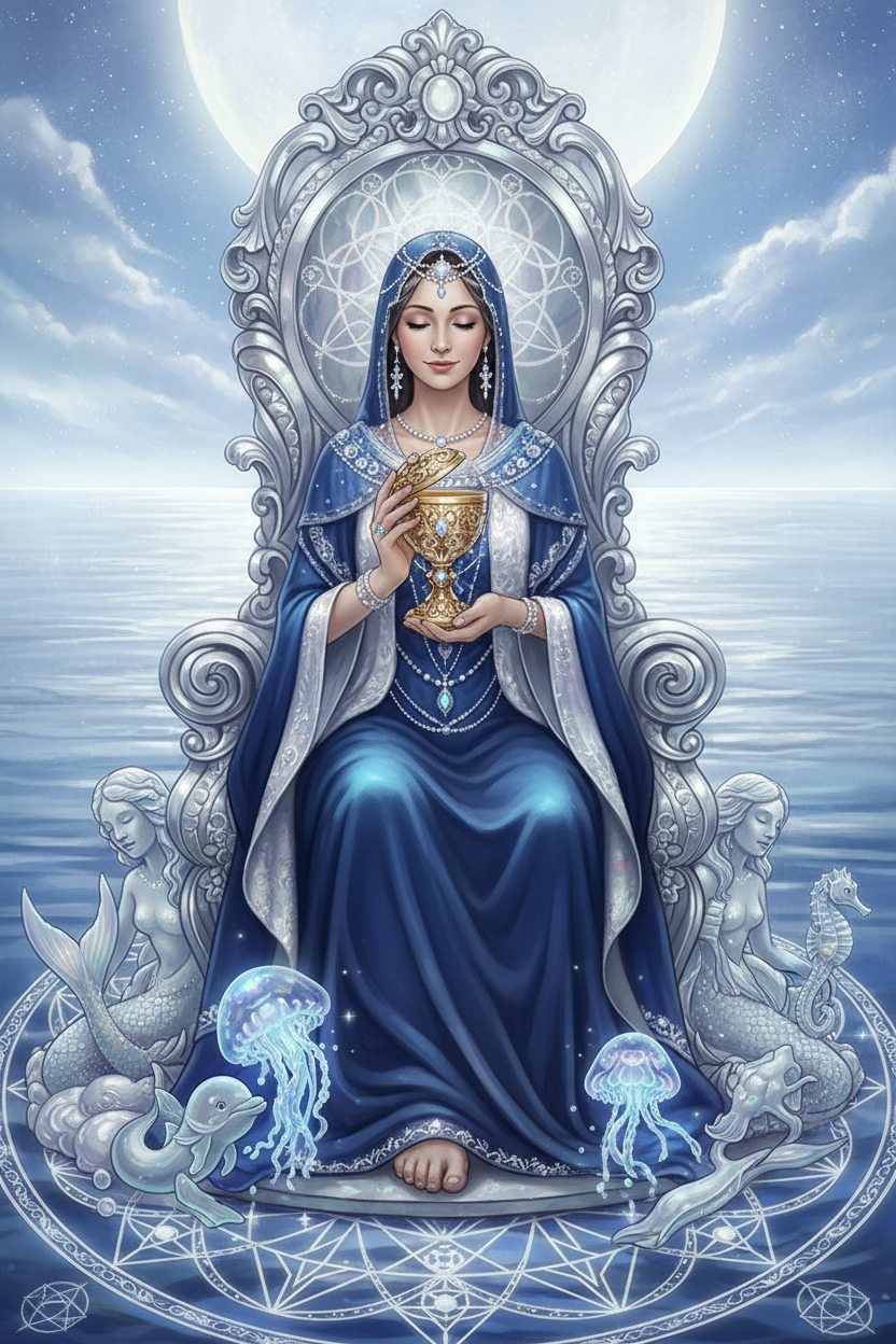 Queen of Cups (Light Path): Tarot Card Meaning, Ritual & Meditation Nicole's ritual universe