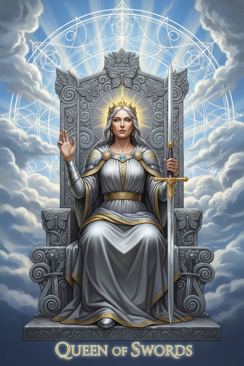 Queen of Swords (Light Path): Tarot Card Meaning, Ritual & Meditation Nicole's ritual universe