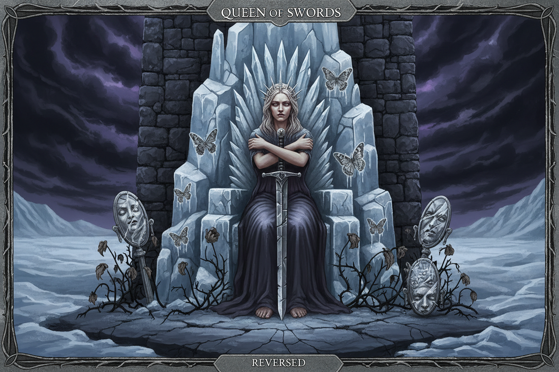 Queen of Swords Reversed: Bitterness & Emotional Coldness