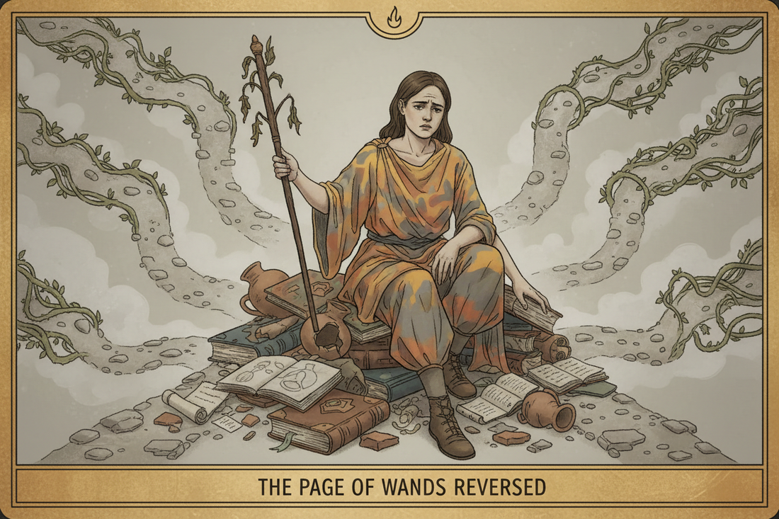 Page of Wands Reversed: Scattered Energy & Unfocused Enthusiasm - Nicole's ritual universe