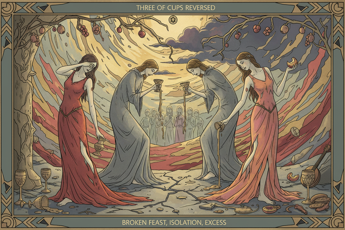 Three of Cups Reversed: Broken Friendship or Excessive Celebration - Nicole's ritual universe