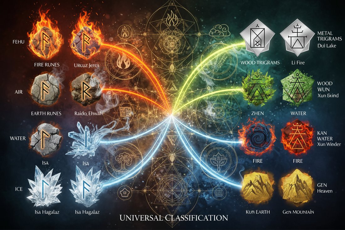 Elemental Correspondences: Runes ↔ Trigrams - Nicole's ritual universe