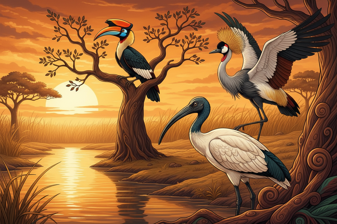 Sacred Birds of Africa — Ibis, Hornbill, and the Divine Messenger Tradition
