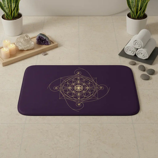 Sacred Geometry Bath Mat in sanctuary bathroom