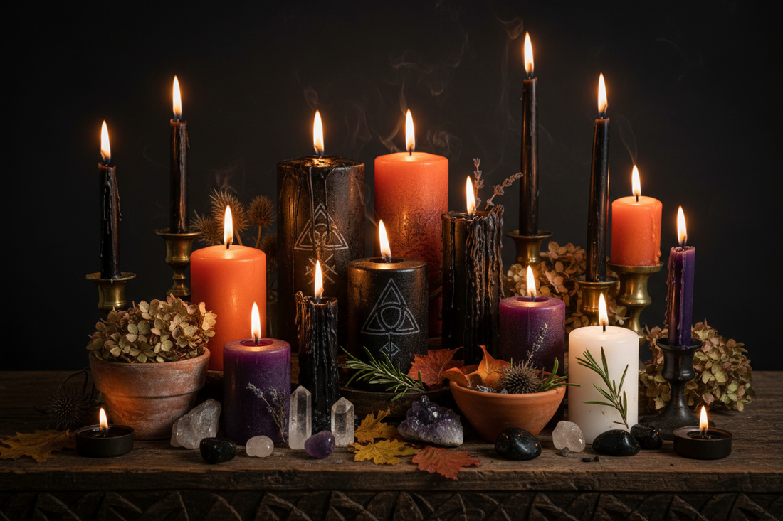 Samhain Candles: Black, Orange & Purple Magic