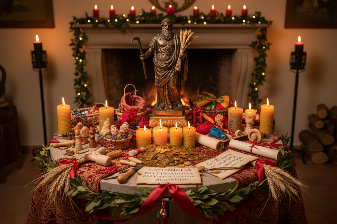Saturnalia Preparation Altar: Saturn Symbols, Gifts, and Preparation Tools