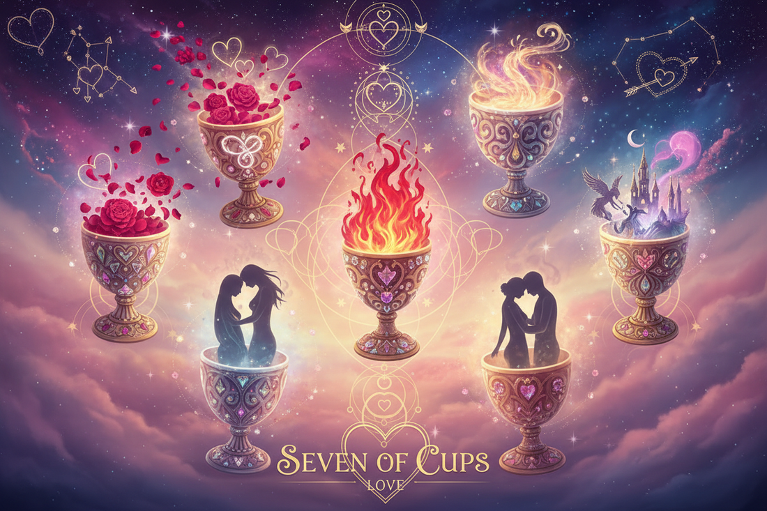 Seven of Cups in Love Readings: Fantasy, Projection & Romantic Illusion - Nicole's ritual universe
