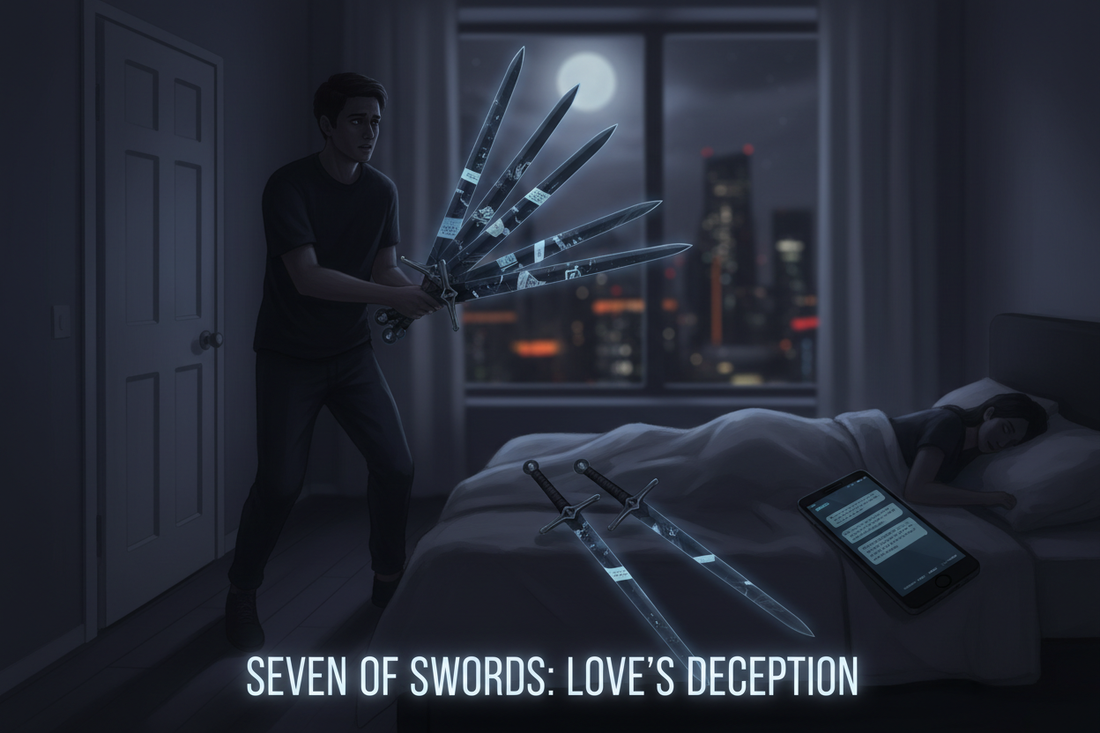 Seven of Swords in Love Readings: Infidelity, Lies & Secret Relationships - Nicole's ritual universe