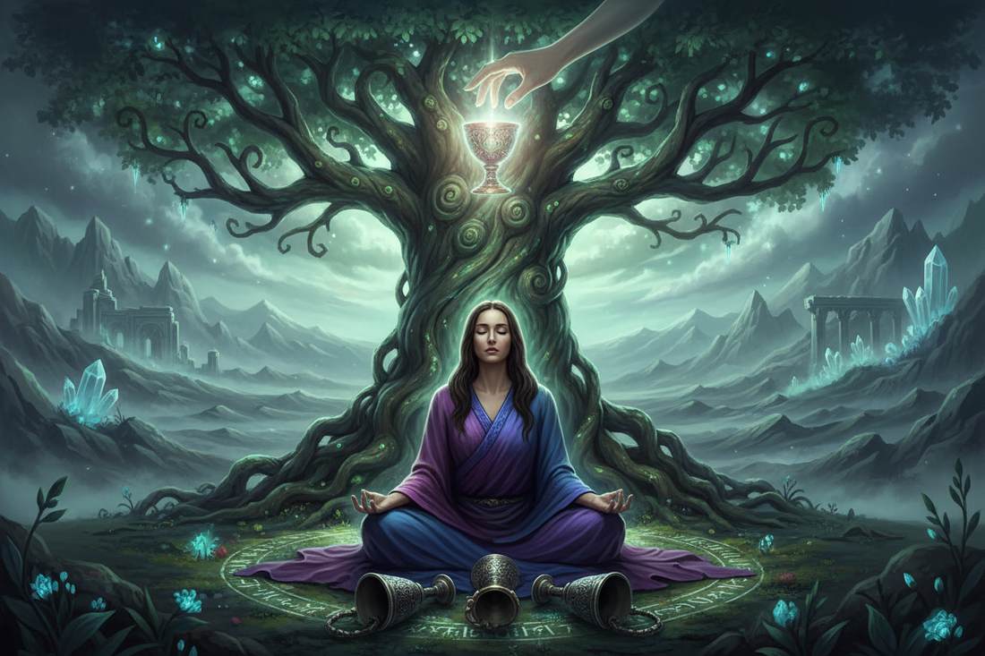 Four of Cups Spiritual Meaning: Dark Night of the Soul & Meditation - Nicole's ritual universe