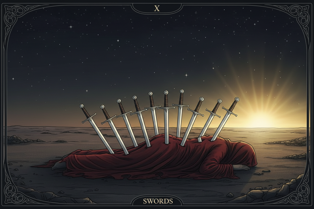 Ten of Swords Tarot Card: Complete Guide to Meaning & Symbolism - Nicole's ritual universe