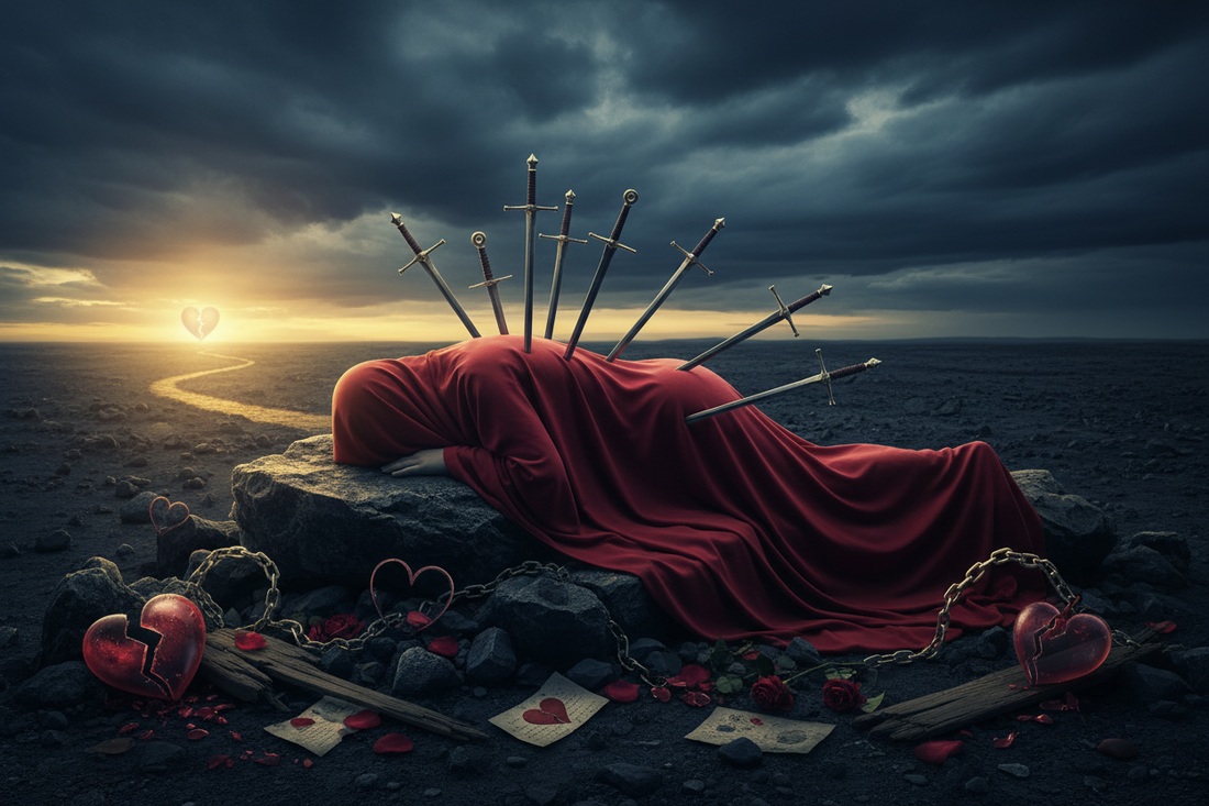 Ten of Swords in Love Readings: Relationship Ending, Betrayal & Heartbreak Rock Bottom - Nicole's ritual universe