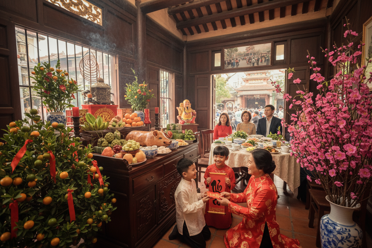 Tet Nguyen Dan: Vietnamese New Year - Ancestor Worship, Peach Blossoms ...