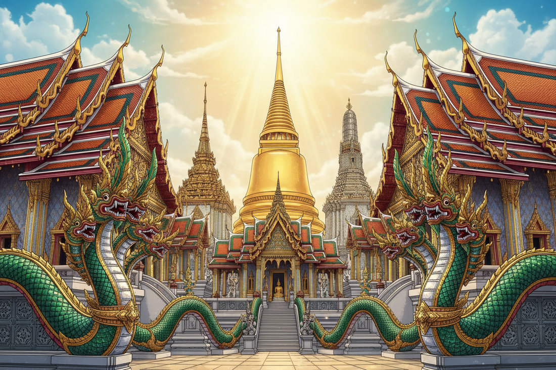 Thai Wats: Naga Staircases and Celestial Palaces - Ornate Splendor of Thai Buddhist Temples - Nicole's ritual universe