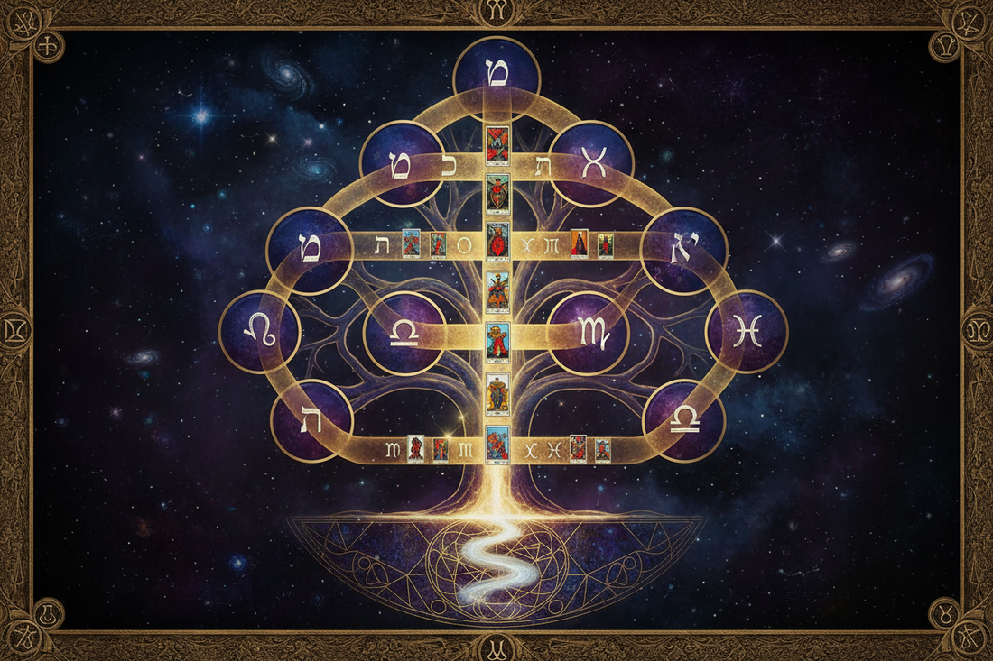 The 22 Paths: Hebrew Letters, Tarot & Astrological Correspondences