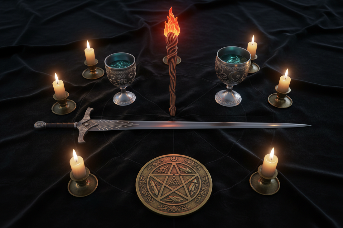 The Four Magical Weapons: Wand, Cup, Sword, Pentacle - Nicole's ritual universe