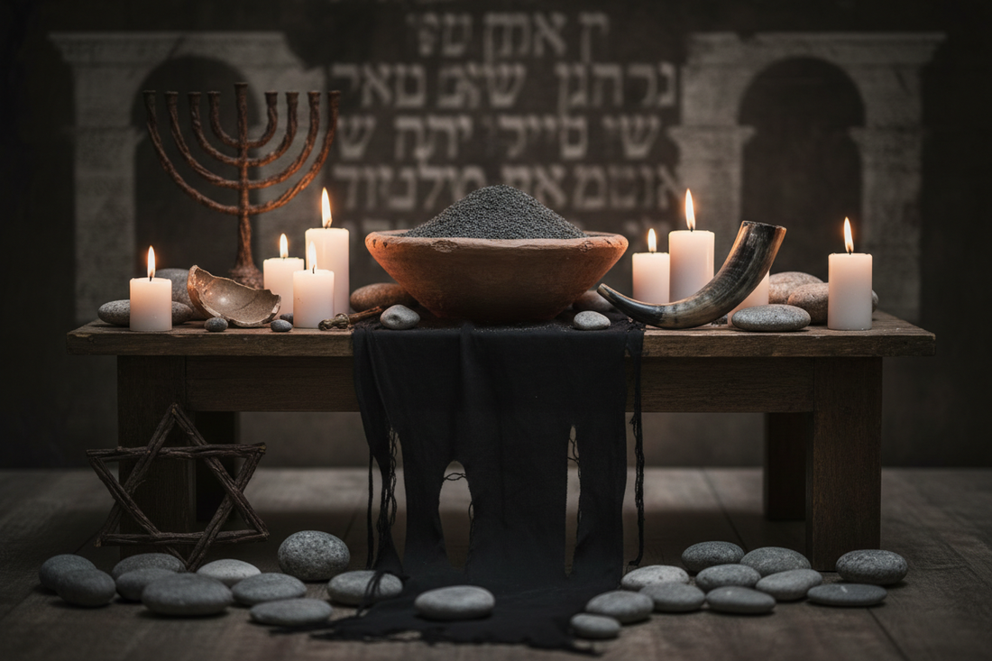 Tisha B'Av Altar: Ashes, Candles, and Mourning Symbols