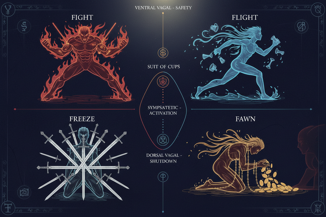 How Minor Arcana Reveals Trauma Patterns — Fight, Flight, Freeze, Fawn Across the Suits - Nicole's ritual universe