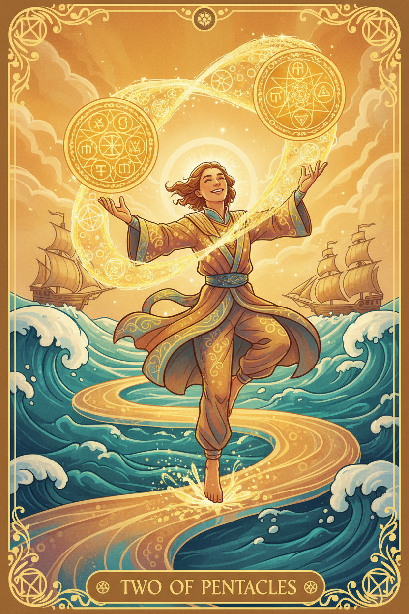 Two of Pentacles (Light Path): Tarot Card Meaning, Ritual & Meditation Nicole's ritual universe