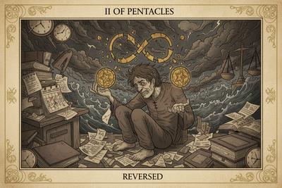 Two of Pentacles Reversed: Overwhelm & Lost Balance