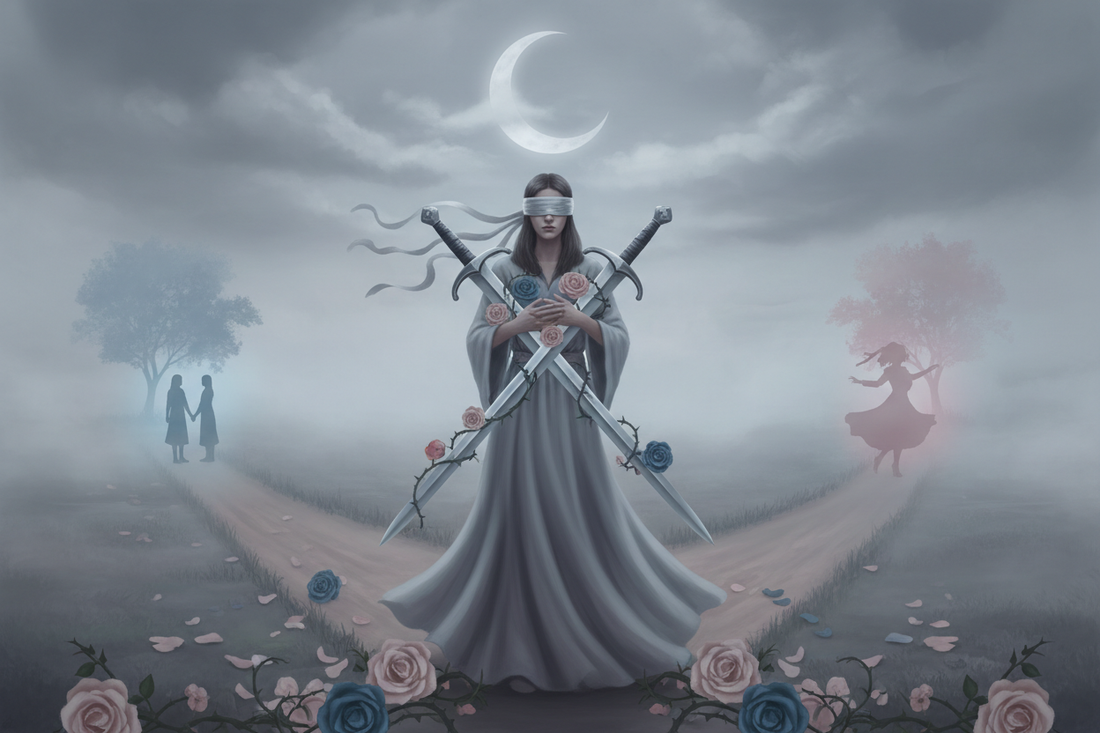 Two of Swords in Love Readings: Relationship Stalemate & Emotional Avoidance - Nicole's ritual universe