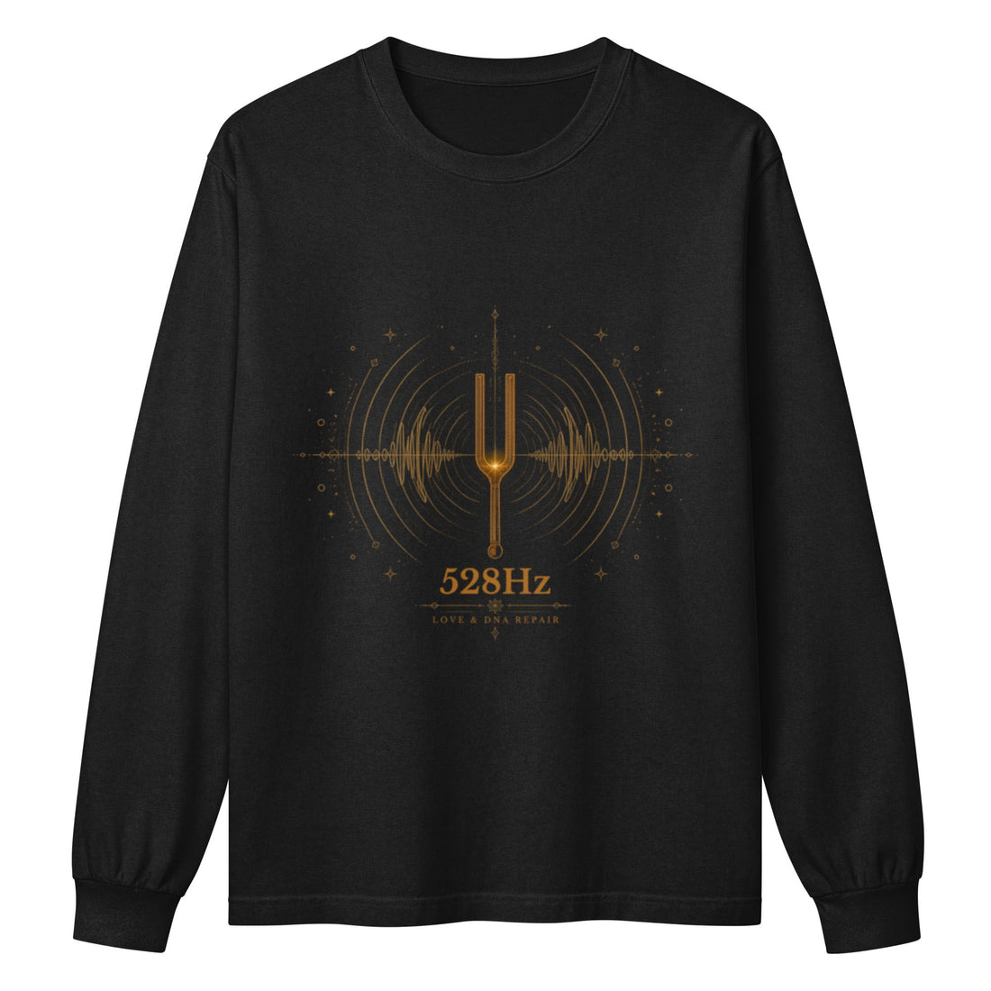 Solfeggio Frequencies Unisex garment dye heavyweight long sleeve tee Black Front