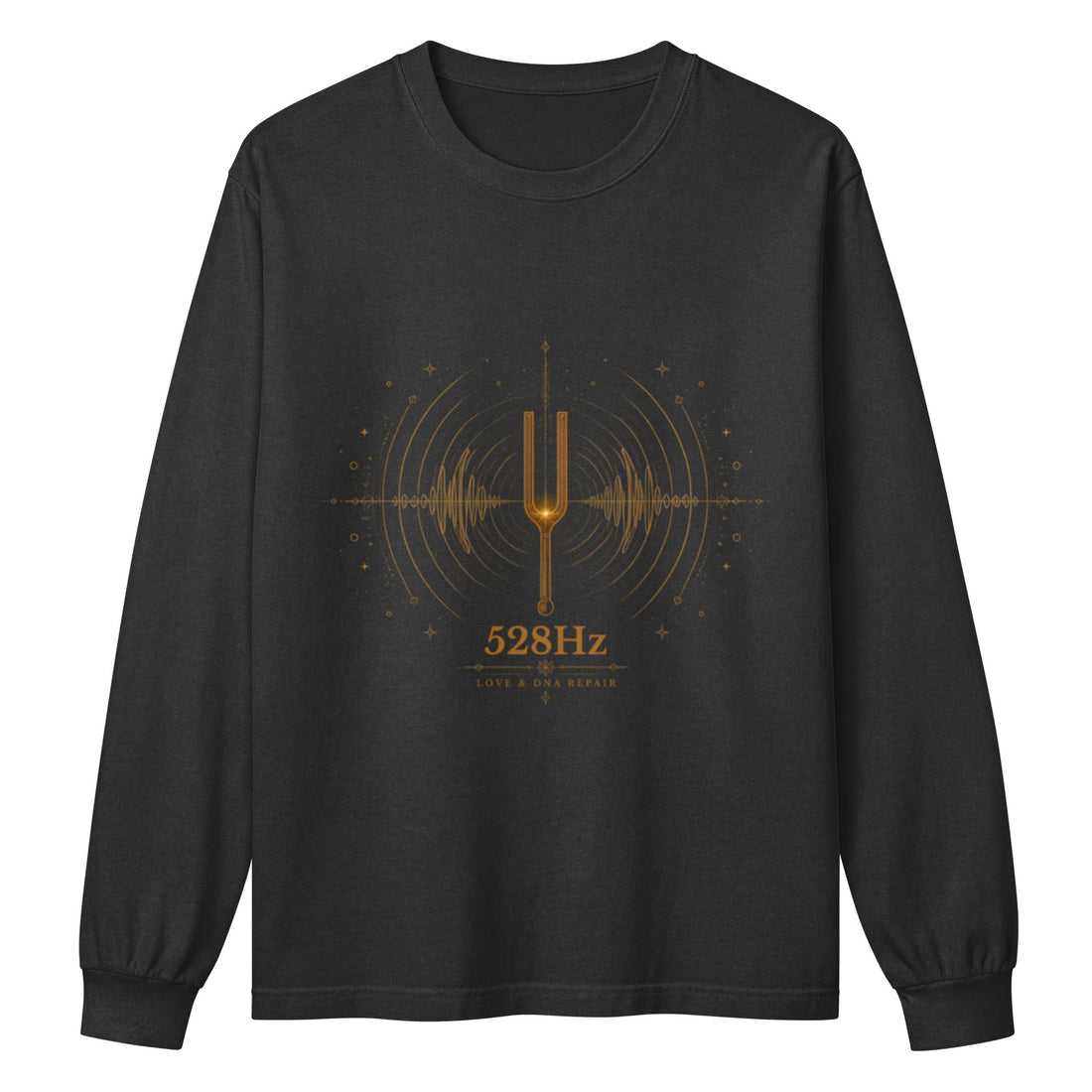 Solfeggio Frequencies Unisex garment dye heavyweight long sleeve tee Washed Black Front
