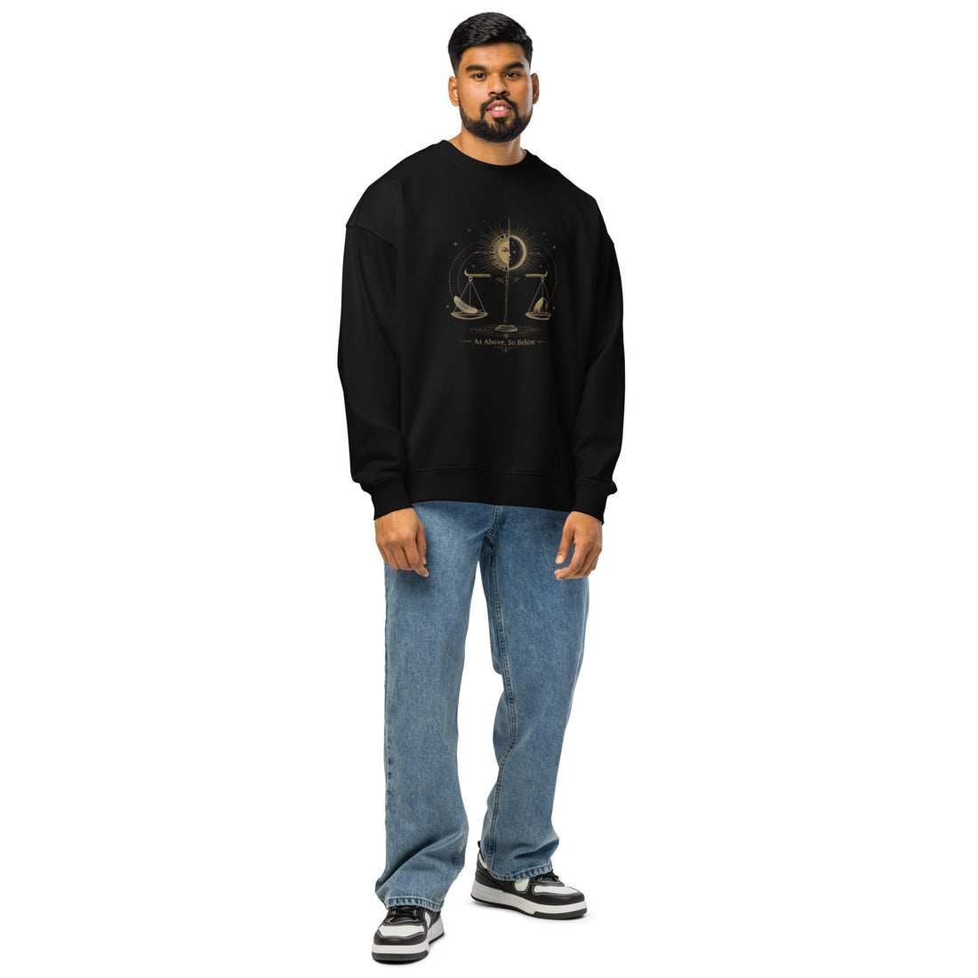 The Equinox Balance Unisex organic oversized sweatshirt Black Front