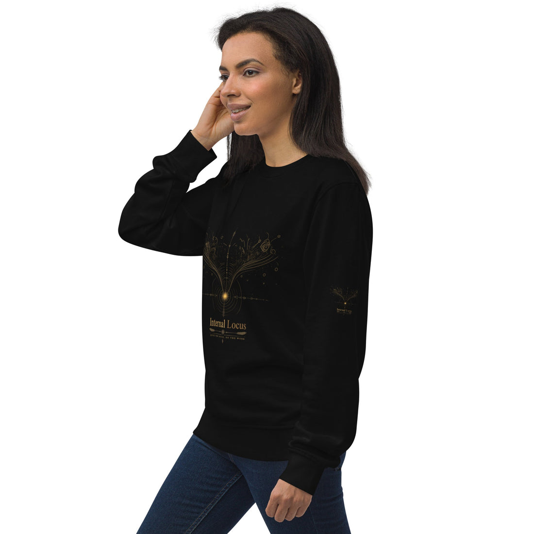 Internal Locus Unisex organic sweatshirt Black Left Front