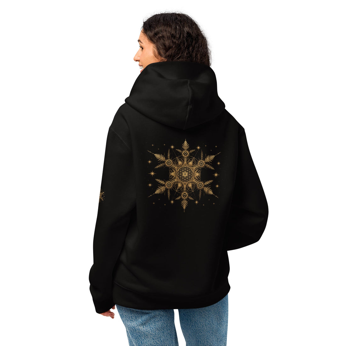 Sacred Geometry Snowflake Oversized heavyweight hoodie Black Back