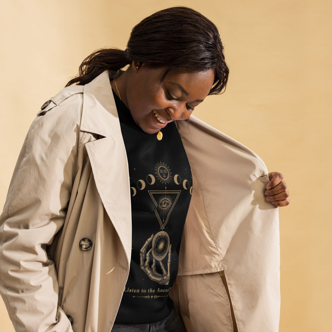 Listen to the Ancestors Unisex Premium Sweatshirt Black Right Front