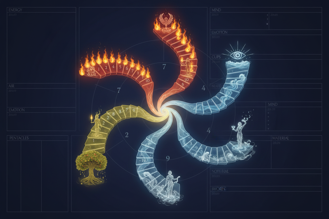 Using Minor Arcana for Personal Growth Mapping — Tracking Your Development Journey Across Four Domains - Nicole's ritual universe
