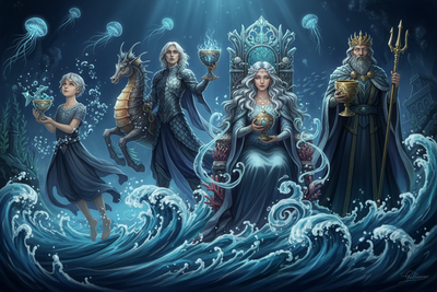 Water Court Cards: Page/Knight/Queen/King of Cups