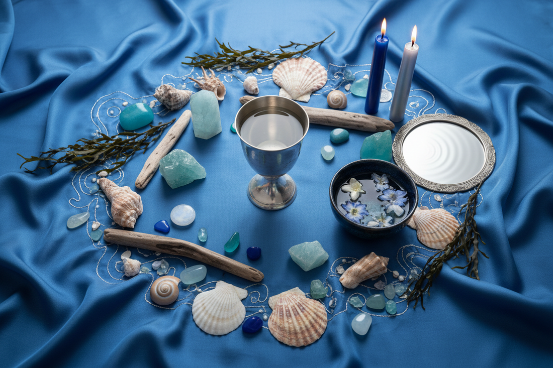 Water Element Altar: Crystals, Shells, Moon Water & Intuition Ritual