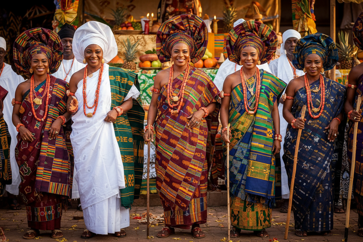 West African Ritual Dress: Yoruba Aso Oke, Kente, and Orisha Colors ...