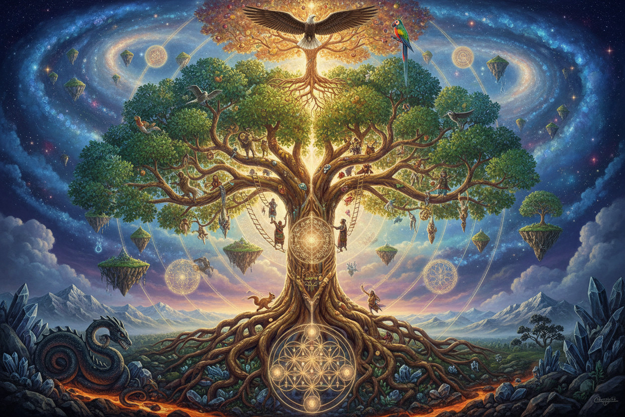 Tree Axis World Tree/Axis Mundi: The Cosmic Pillar Connecting Realms | Creation ...