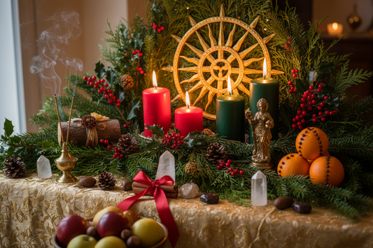 Yule Altar Setup: Evergreens & Solar Symbols