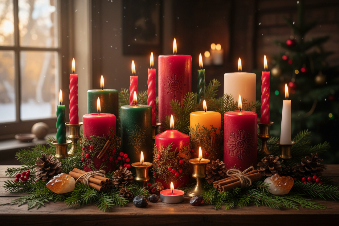 Yule Candles: Red, Green & Gold Magic