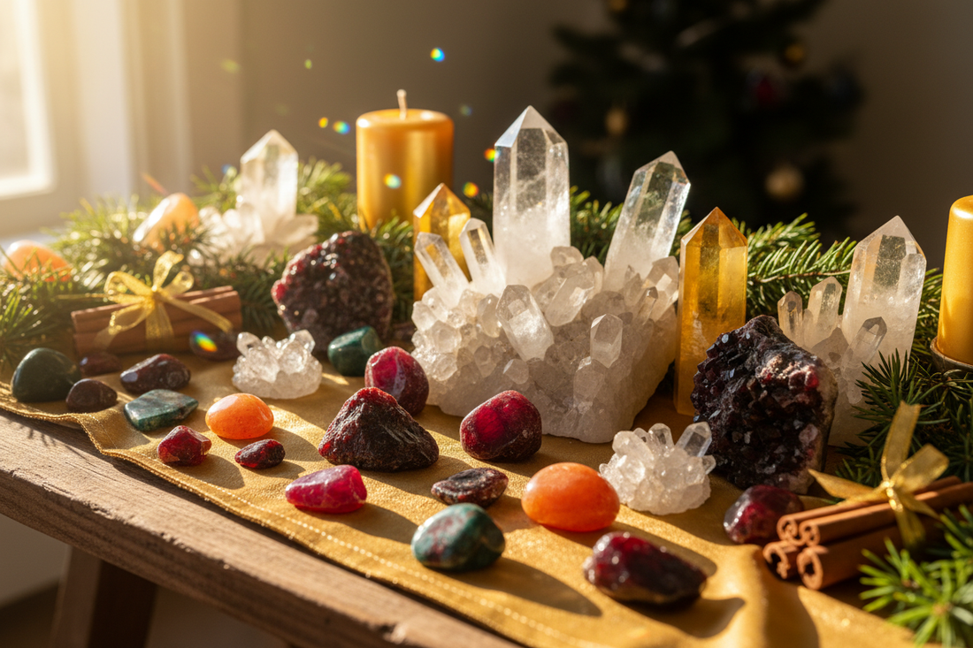 Yule Crystals: Clear Quartz, Bloodstone & Garnet