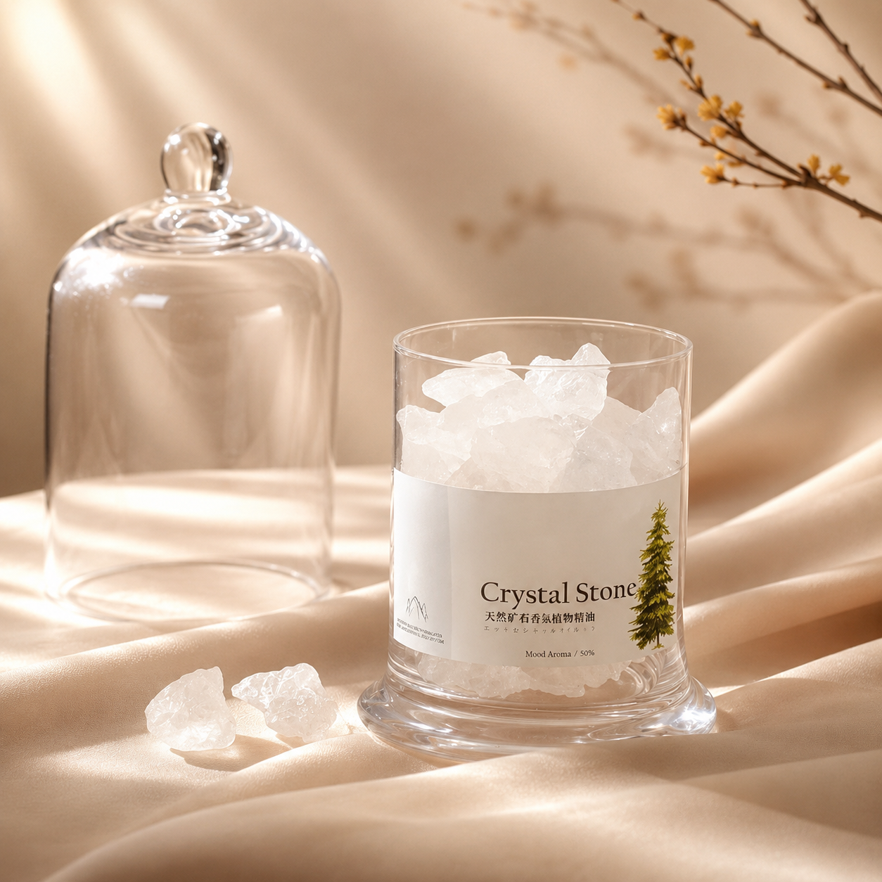Crystal Stone Aromatherapy Gift Box | White Edition | Flameless Diffuser with Plant Essential Oil