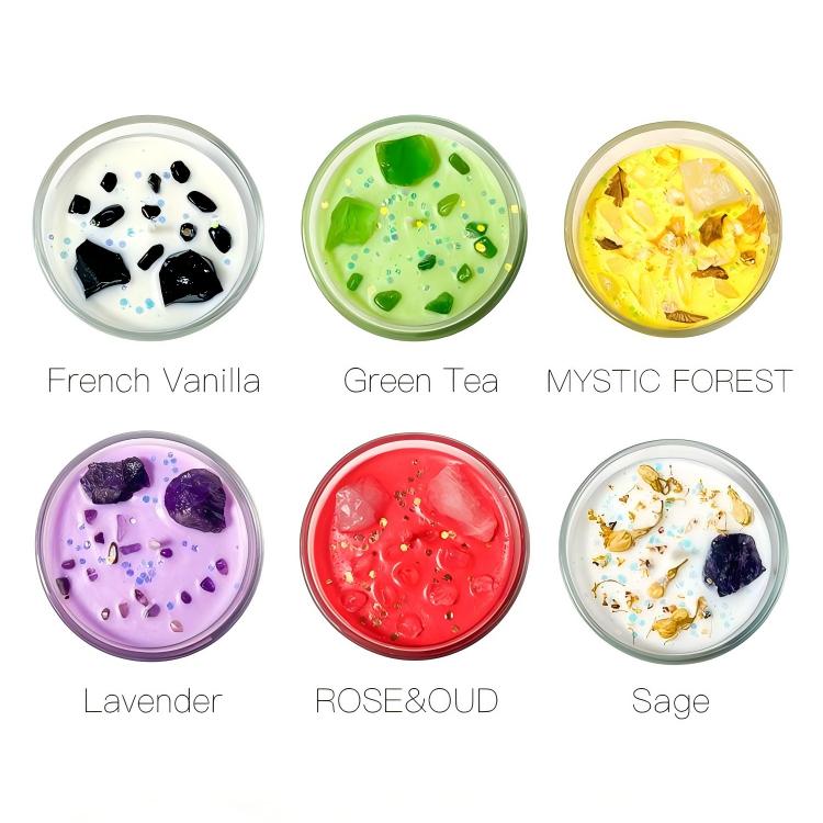 Crystal & Dried Flower Soy Candle | 6 Healing Scents