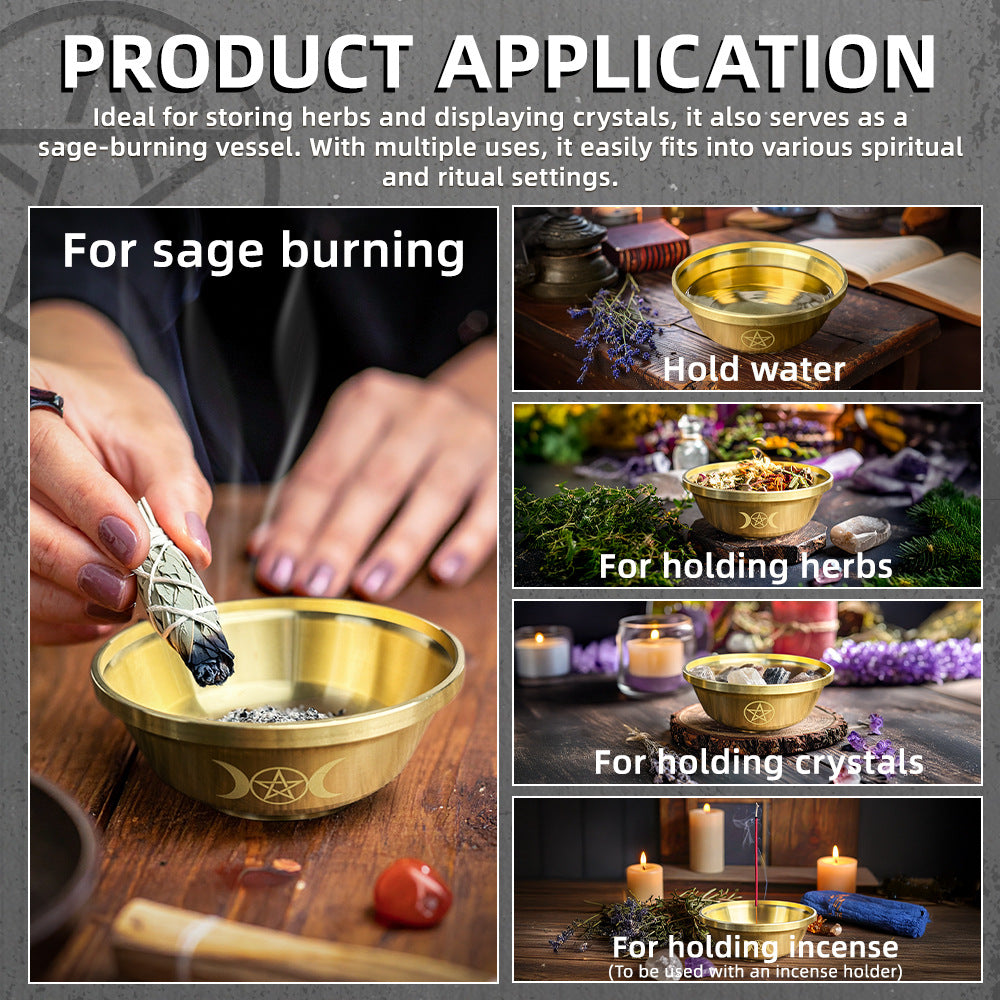 Pentagram Brass Bowl Three-Phase Moon Copper Bowl