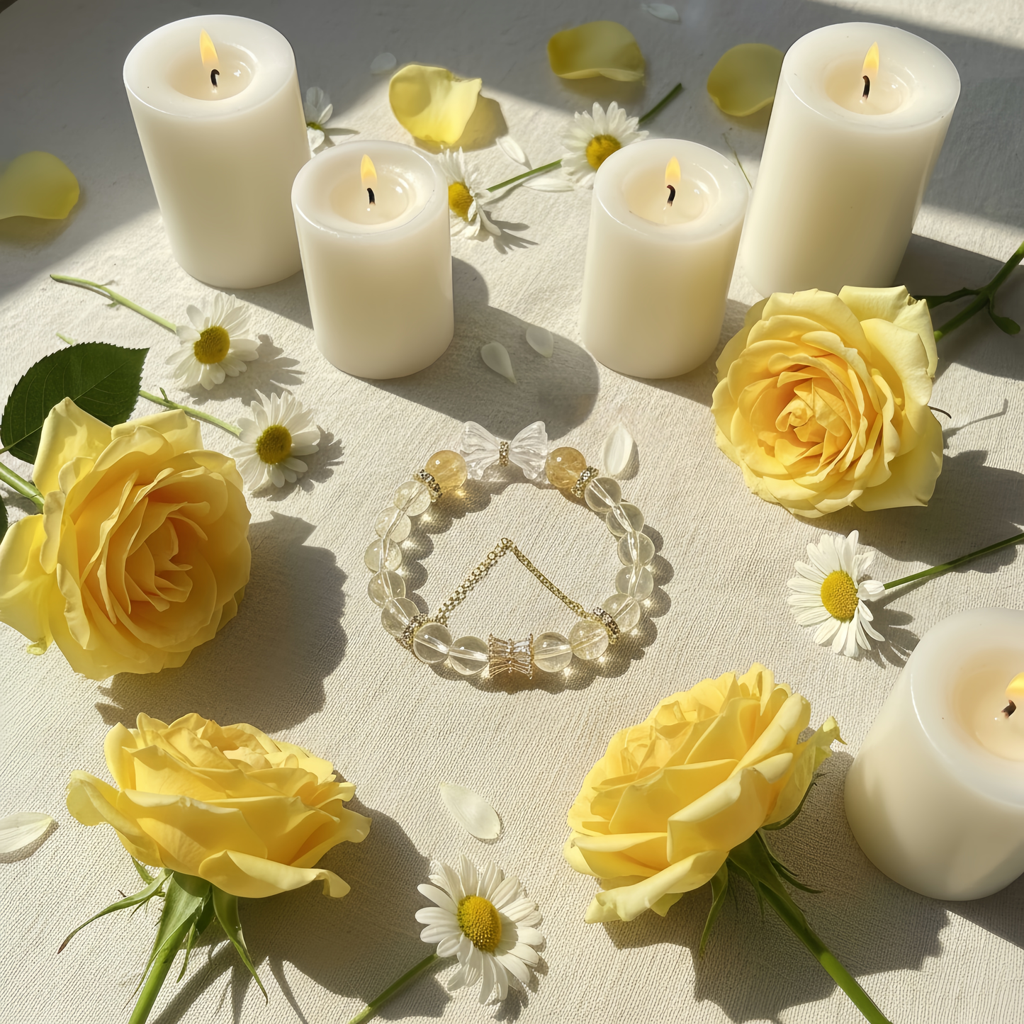 Lemon Quartz & White Crystal Bow Bracelet: Joy & Clarity Energy