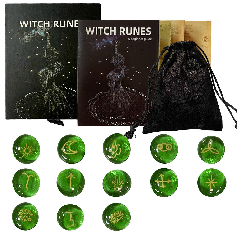 Witch Glass Runes Inscriptions Symbols Stones