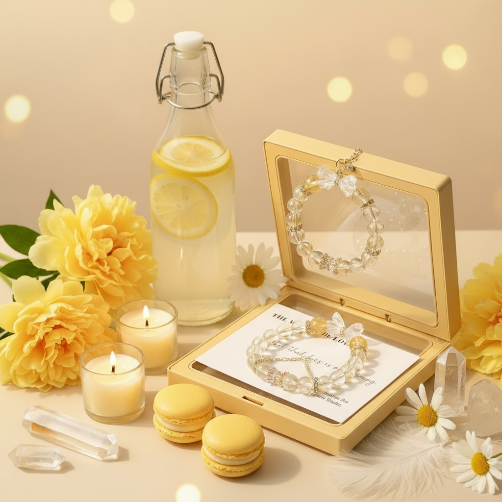 柠檬晶蝴蝶结手链-疗愈风2