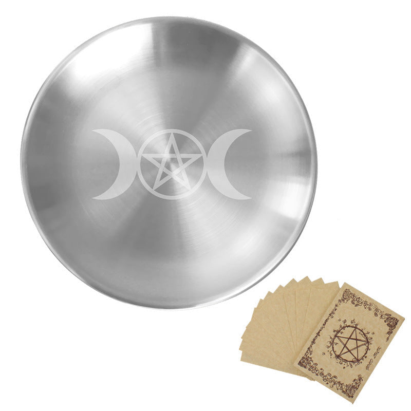 Silver Plated Three-Phase Moon Pentagram Ornament Metal Candle Holder