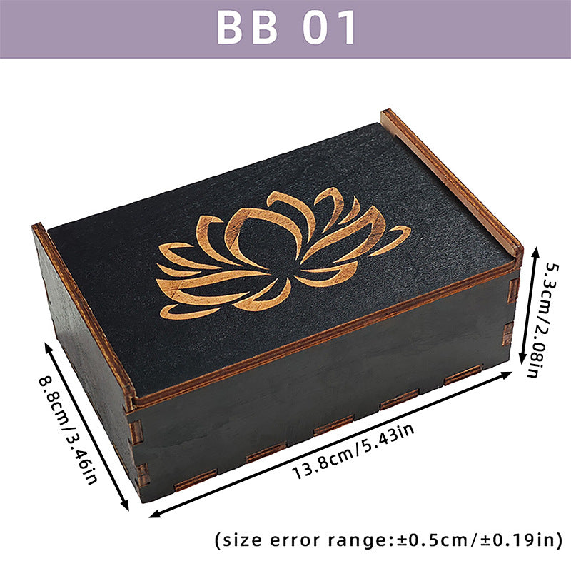 Twelve Constellations Lotus Push-Pull Wooden Box