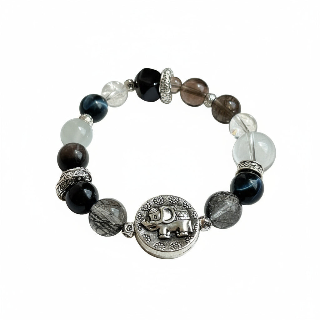 Black Rutilated Quartz Multi-Crystal Bracelet: Ultimate Protection & Grounding Power