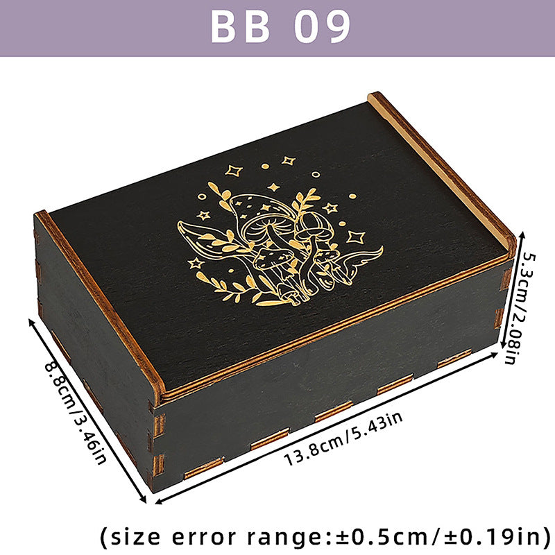 Twelve Constellations Lotus Push-Pull Wooden Box