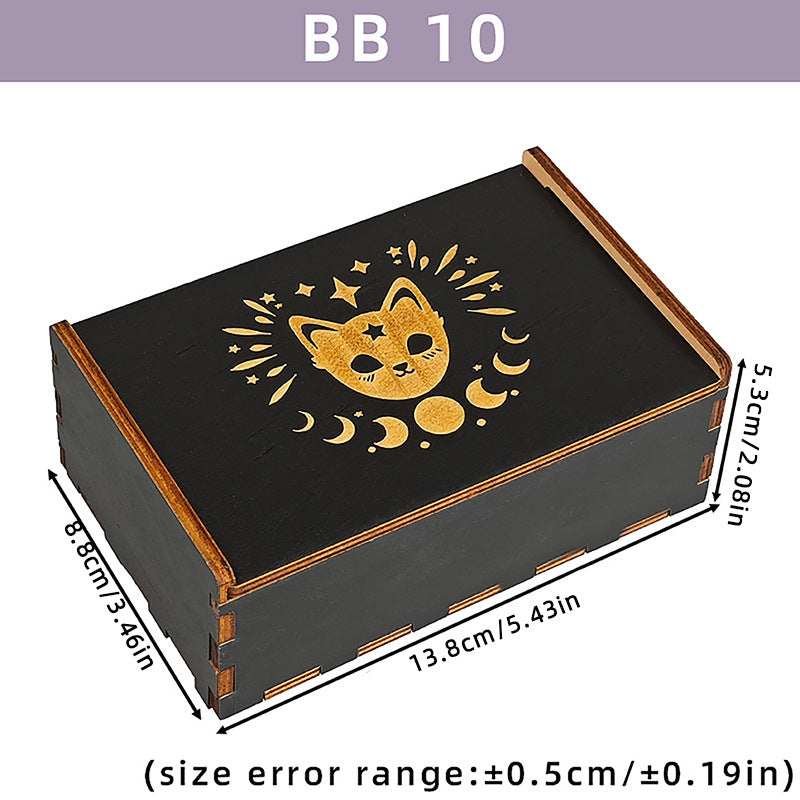 Twelve Constellations Lotus Push-Pull Wooden Box